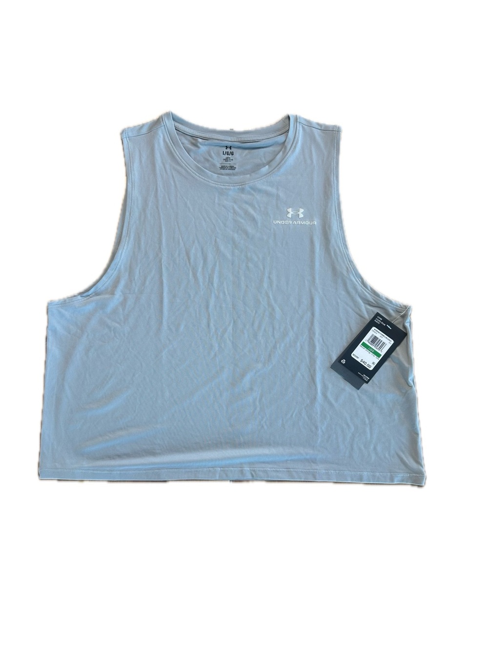 NWT Under Armour RUSH Vanish Energy Women's Large Crop Tank Top Mod Gray